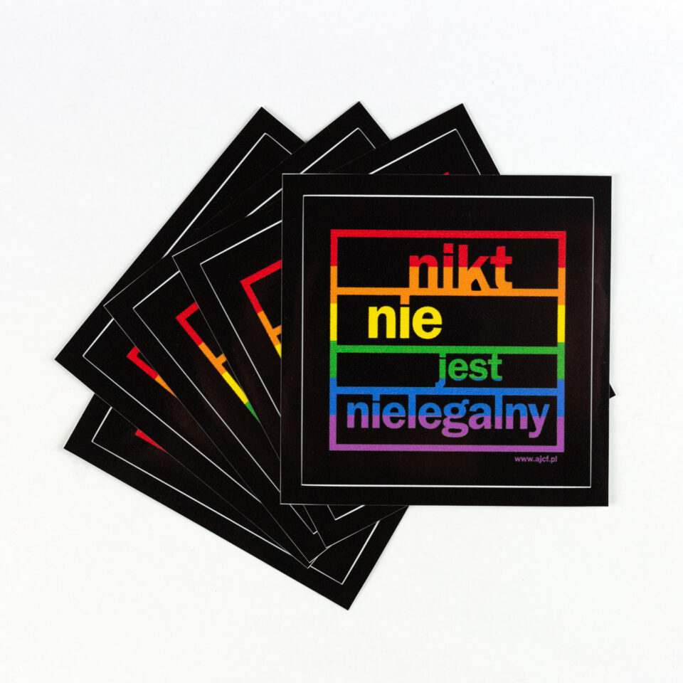 NIKT NIE JEST NIELEGALNY (rainbow).  Stickers bundle (5 pcs).